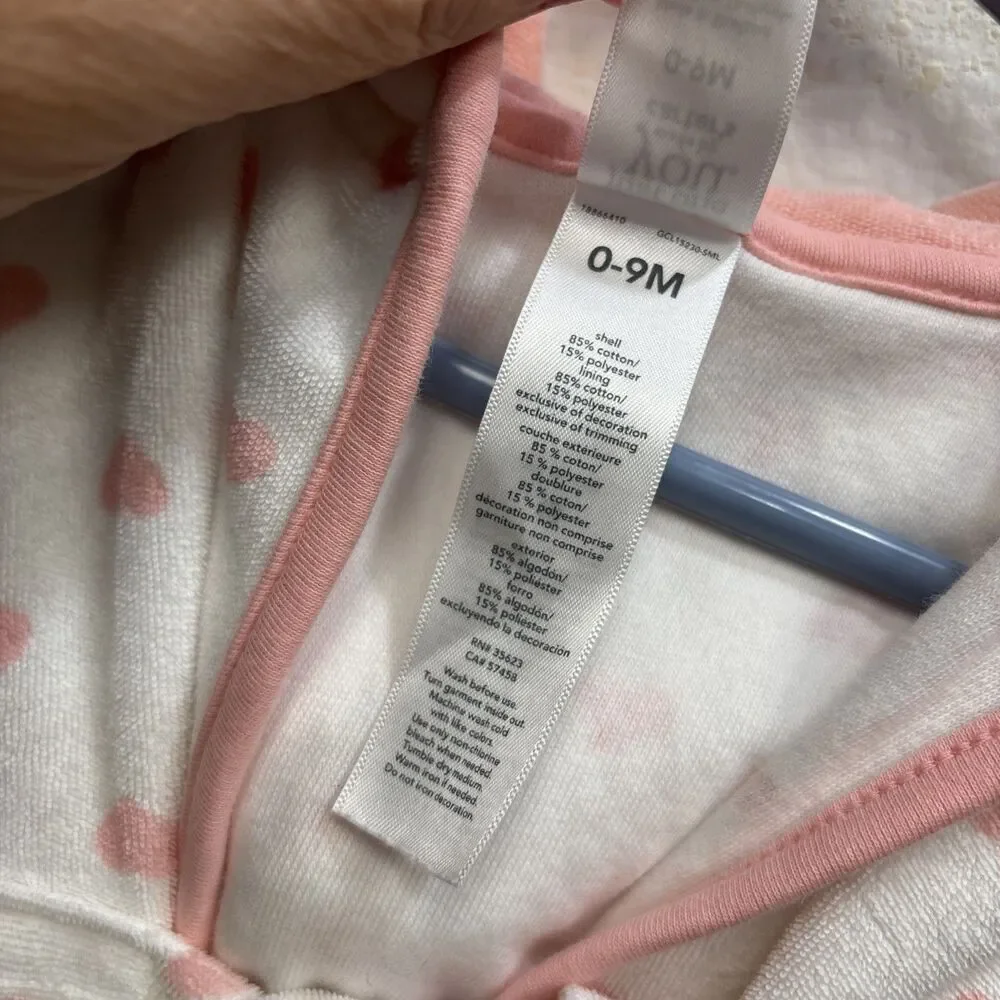 Carter’s Just One You Baby Girl Heart Print Hooded Terry Bathrobe White 0-9 Mo